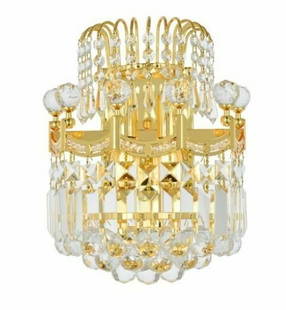 Chandelier Liquidators Corona Gold Crystal 2-Light Wall Sconce 12-Inch: Chandelier Liquidators Corona Gold Crystal 2-Light Wall Sconce 12-Inch Illuminate your space with this stunning 2-light wall sconce from the Corona collection. Designed in a modern style with a