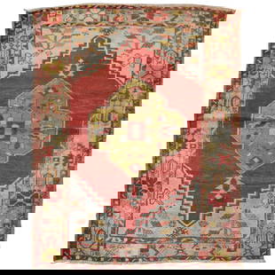 Vintage Turkish Oushak Wool Rug 44 x 59 Hand-Woven 1940s: Vintage Turkish Oushak Wool Rug 44 x 59 Hand-Woven 1940s This exquisite Traditional Red Vintage Turkish Oushak is a stunning decorative throw rug that brings warmth and character to any space.
