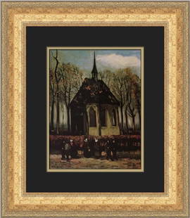 Vincent Van Gogh The Chapel of Nuenen Custom Framed Art Print 19x17: Vincent Van Gogh The Chapel of Nuenen Custom Framed Art Print 19x17 This stunning custom framed print features Vincent Van Gogh's celebrated artwork, 'The Chapel of Nuenen.' Measuring 19 in. high by