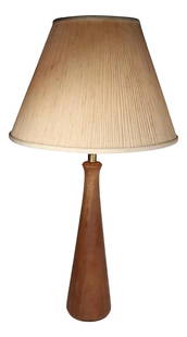 Vintage Danish Modern Teak Table Lamp 31" Height: Vintage Danish Modern Teak Table Lamp 31" Height Classic Mid Century Danish Modern style table lamp, having a bottle form solid teak body. The lamp is in very good, clean, working ready to use conditi