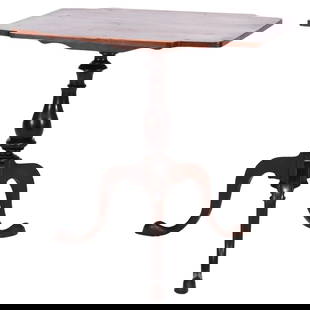 19th Century Federal Queen Anne Cherry Candle Stand: 19th Century Federal Queen Anne Cherry Candle Stand This exquisite Federal Queen Anne style candle stand, dating back to the 19th century, is a stunning piece crafted from rich cherry wood. It feature