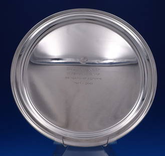Tiffany & Co Windham Sterling Silver Martini Tray 12" Diameter Inscribed: Tiffany & Co Windham Sterling Silver Martini Tray 12" Diameter Inscribed Elevate your entertaining experience with this stunning Windham Sterling Silver Martini Serving Tray by Tiffany & Co. Crafted f