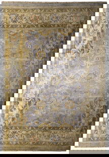 Elegant Light Blue Oushak Wool Rug 8.2 x 9.11 Feet: Elegant Light Blue Oushak Wool Rug 8.2 x 9.11 Feet Enhance your space with this exquisite light blue Oushak wool rug, measuring 8.2 x 9.11 feet. Crafted from high-quality wool, this rug is designed to