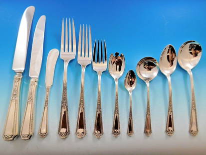 Louis XIV Sterling Silver Flatware Set for 12 Service Dinner 143 Pieces: Louis XIV Sterling Silver Flatware Set for 12 Service Dinner 143 Pieces Elevate your dining experience with this stunning Louis XIV Sterling Silver Flatware Set by Towle, crafted between 1900 and 1940