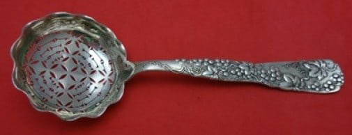 Tiffany & Co. Vine Sterling Silver Sugar Sifter 8 3/8" Monogrammed: Tiffany & Co. Vine Sterling Silver Sugar Sifter 8 3/8" Monogrammed Introducing the Vine by Tiffany & Co. Sterling Silver Sugar Sifter, a beautifully crafted piece featuring an ornate handle adorned wi