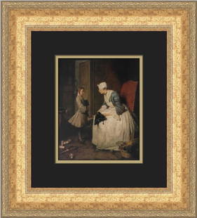 Jean-Baptiste Greuze The Governess Custom Framed Rococo Print 16 x 15: Jean-Baptiste Greuze The Governess Custom Framed Rococo Print 16 x 15 This exquisite custom framed print titled 'The Governess' by artist Jean-Baptiste Greuze captures the elegance of the Rococo