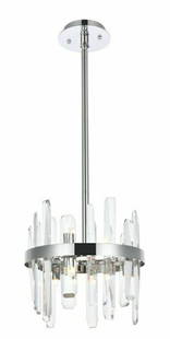 Elegant Serena 6-Light Chrome Pendant Chandelier 12 Inch: Elegant Serena 6-Light Chrome Pendant Chandelier 12 Inch Illuminate your space with this elegant modern chandelier featuring a chrome-plated finish and stunning crystal accents. This 6-light pendant f