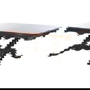 Antique Chippendale Mahogany Dining Table Double Pedestal c1930: Antique Chippendale Mahogany Dining Table Double Pedestal c1930 This exquisite antique Chippendale dining table, crafted around 1930, showcases the elegance of early 20th-century design. Made from sol
