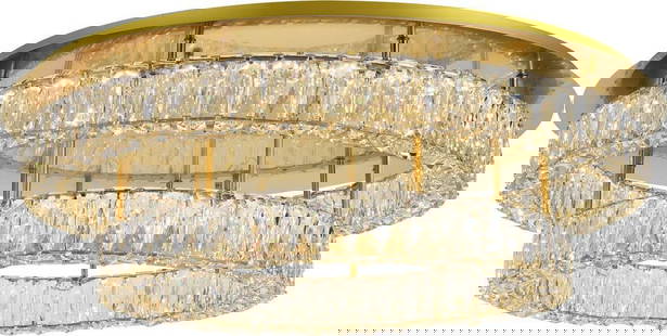 Elegant Lighting Monroe Gold Crystal Flush Mount Light 33.5" Contemporary: Elegant Lighting Monroe Gold Crystal Flush Mount Light 33.5" Contemporary Illuminate your space with this stunning Gold Crystal Flush Mount Light Fixture from the Monroe Collection. Featuring a contem