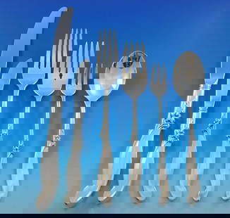 International Silver Silver Melody 82-Piece Flatware Set for 12 Mid-Century Modern: International Silver Silver Melody 82-Piece Flatware Set for 12 Mid-Century Modern Enhance your dining experience with the Silver Melody flatware set by International Sterling, designed for 12 service