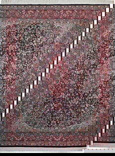 Luxurious 8'2 x 10'5 Hand-Crafted Wool Silk Rug: Luxurious 8'2 x 10'5 Hand-Crafted Wool Silk Rug Enhance your living space with this luxurious hand-crafted rug, featuring a stunning combination of wool and silk. The vibrant color scheme blends beaut