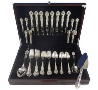 Gorham English Gadroon Sterling Silver Flatware Set for 8 - 43 Pieces: Gorham English Gadroon Sterling Silver Flatware Set for 8 - 43 Pieces Enhance your dining experience with this exquisite English Gadroon flatware set by Gorham, crafted from high-quality sterling silv