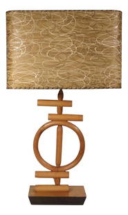 Vintage Mid Century Bamboo Table Lamp with Original Shade 31.5" H: Vintage Mid Century Bamboo Table Lamp with Original Shade 31.5" H Add a touch of vintage charm to your space with this chic Mid Century bamboo table lamp, featuring its original shade adorned with a w
