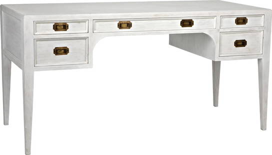 Stylish White Wash Mahogany Desk: Stylish White Wash Mahogany Desk Elevate your workspace with this Stylish White Wash Mahogany Office Desk. Crafted with a beautiful white wash finish, this desk exudes an English Traditional style, ma