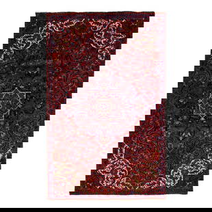 Vintage Persian Hand-Knotted Wool Rug Red Medallion 5'0" X 8'0": Vintage Persian Hand-Knotted Wool Rug Red Medallion 5'0" X 8'0" Beautiful Vintage Persian hand-knotted Wool rug with the red field. This Persian rug has a multicolor accents in all over medallion desi