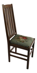 Arts and Crafts Mission Side Chair Tall Slat Back Mahogany: Arts and Crafts Mission Side Chair Tall Slat Back Mahogany This elegant Arts and Crafts Mission Side Dining Chair features a tall slat back design with three vertical slats, crafted from a sturdy maho