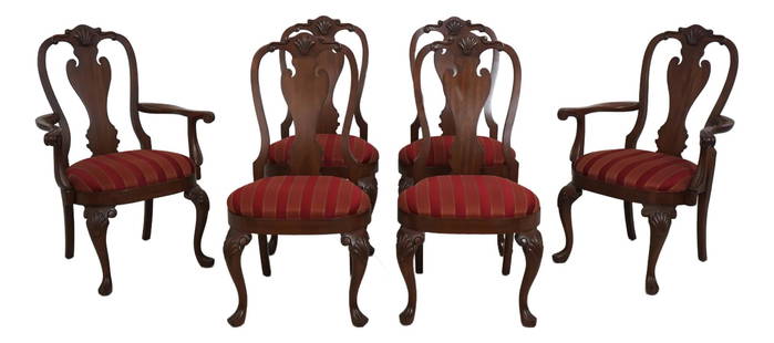 Ethan Allen Set of 6 Philadelphia Queen Anne Dining Chairs Mahogany: Ethan Allen Set of 6 Philadelphia Queen Anne Dining Chairs Mahogany Enhance your dining experience with this exquisite set of 6 Philadelphia Queen Anne style dining room chairs by Ethan Allen. Crafted
