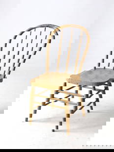 Vintage Bow Back Windsor Chair Creamy Yellow Farmhouse Accent: Vintage Bow Back Windsor Chair Creamy Yellow Farmhouse Accent This vintage bow back Windsor chair showcases classic spindle styling and a charming creamy mustard yellow painted finish, beautifully acc