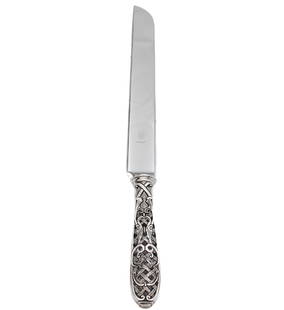 Italian 925 Sterling Silver Handmade Bread Knife 4.5 x 10 Inches: Italian 925 Sterling Silver Handmade Bread Knife 4.5 x 10 Inches This exquisite Italian handmade bread knife showcases fine 925 sterling silver construction with ornate chased swirl cut-out designs, m