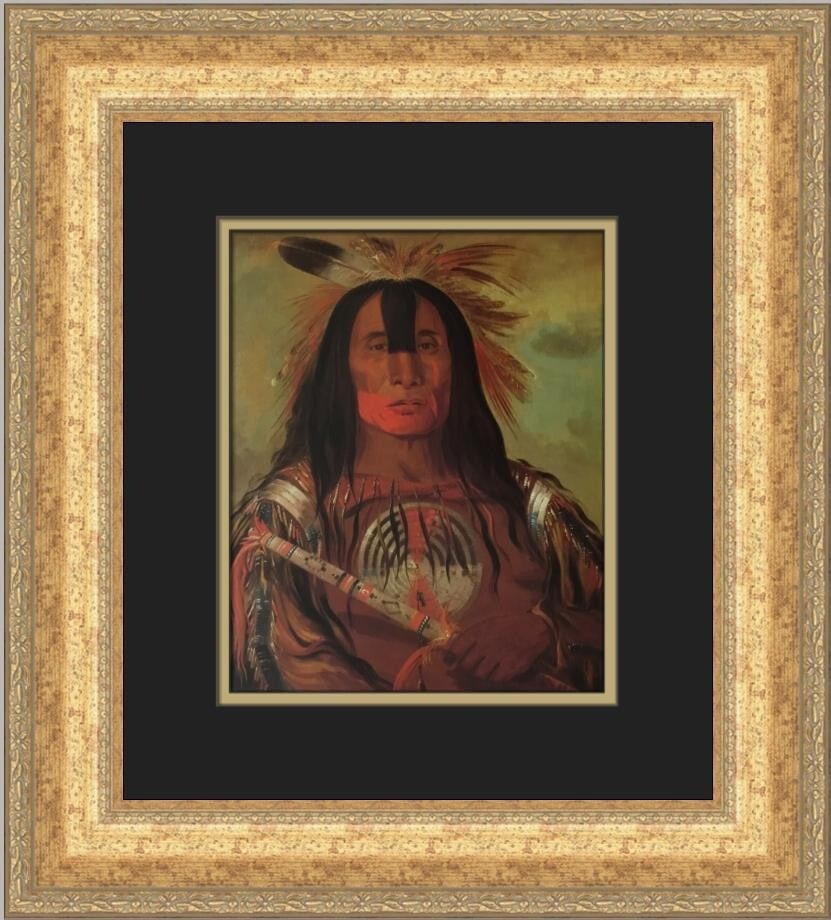 George Catlin Buffalo Bull's Head Chief Print Custom Framed Art: George Catlin Buffalo Bull's Head Chief Print Custom Framed Art Enhance your art collection with this exquisite custom framed print titled 'Buffalo Bull's Head Chief of te Blood Tribe' by renowned art