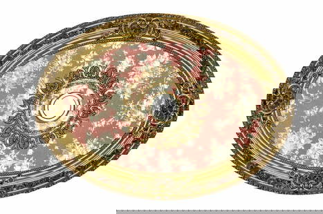 43 Oval Antique Gold Chandelier Medallion Red Rose Bouquet: 43 Oval Antique Gold Chandelier Medallion Red Rose Bouquet Elevate your space with this stunning 43" Oval Chandelier Ceiling Medallion featuring a beautiful Red Rose Bouquet design. Crafted from speci