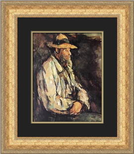 Paul Cezanne Portrait of Vallier Custom Framed Print 20 x 18: Paul Cezanne Portrait of Vallier Custom Framed Print 20 x 18 This elegant custom framed print features Paul Cezanne's renowned artwork, 'Portrait of Vallier in a Straw Hat.' Measuring 20 in x 18 in ov