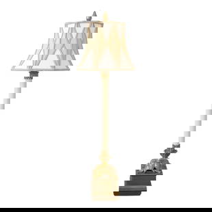 Chapman Brass Candelabra Table Lamp with Decorative Shade: Chapman Brass Candelabra Table Lamp with Decorative Shade This is a Chapman Brass Candelabra Form Table Lamp with a decorative shade. It features high-quality construction with a brass flame finial at