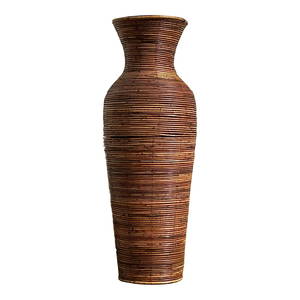 Vintage Coastal Pencil Reed Floor Vase 42 in Chocolate