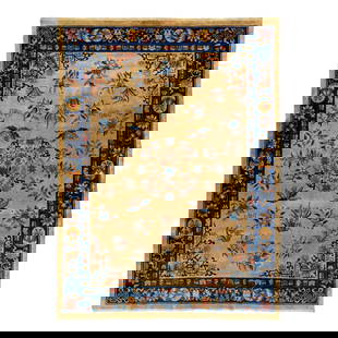 1920s Antique Chinese Art Deco Wool Rug 8' x 10'10 Floral Design: 1920s Antique Chinese Art Deco Wool Rug 8' x 10'10 Floral Design This stunning 1920s antique Chinese Art Deco rug showcases a rich brown color field, hand-knotted from high-quality wool. It features a