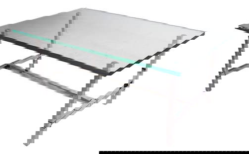 1970s Chrome and Glass Cocktail Table 40 x 24 x 16 in: 1970s Chrome and Glass Cocktail Table 40 x 24 x 16 in This stunning architectural coffee cocktail table features a sleek chrome base paired with a thick (.75 in) plate glass top, embodying the design