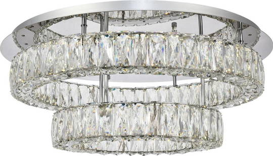 Elegant Lighting Monroe Collection Flush-Mount Ceiling Light 10H 25.60W Chrome Clear: Elegant Lighting Monroe Collection Flush-Mount Ceiling Light 10H 25.60W Chrome Clear Illuminate your space with the Modern Monroe Collection Lighting Fixture, a stunning flush-mount ceiling light that