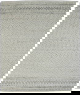 Handmade Moroccan Rug 8'0 x 10'0 Cream Geometric Wool Area Rug: Handmade Moroccan Rug 8'0 x 10'0 Cream Geometric Wool Area Rug Enhance your living space with this exquisite Handmade Moroccan Oriental Rug featuring a plush geometric design in a sophisticated cream