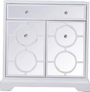Elegant Lighting 32-In White Side Cabinet Regency Style Mirror Finish: Elegant Lighting 32-In White Side Cabinet Regency Style Mirror Finish This Charming Traditional 32-In White Side Cabinet is a beautiful addition to any home, featuring a Regency style that enhances it