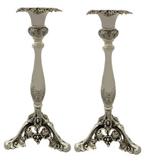 Elegant Handmade Italian 925 Sterling Silver Floral Candlesticks 9.25 Inches: Elegant Handmade Italian 925 Sterling Silver Floral Candlesticks 9.25 Inches Enhance your home decor with these exquisite Italian 925 sterling silver candlesticks. Each piece is handmade, showcasing e
