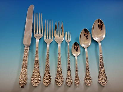 Gorham Medici Old Sterling Silver Flatware Set 78 Pieces for 8: Gorham Medici Old Sterling Silver Flatware Set 78 Pieces for 8 This exquisite Medici Old Sterling Silver Flatware Set by Gorham features a stunning design inspired by Italian court life during the era