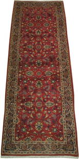 Elegant 3.5' x 9.7' Red Handmade Persian Runner Rug: Elegant 3.5' x 9.7' Red Handmade Persian Runner Rug Enhance your home with this exquisite 3.5' x 9.7' Red Handmade Traditional Design Persian Runner Rug, a perfect blend of luxury and craftsmanship. E