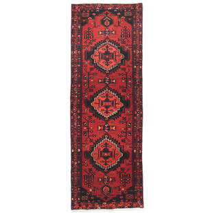 Vintage Red Tribal Floral Handmade Wool Runner Rug 3'5 x 9'10: Vintage Red Tribal Floral Handmade Wool Runner Rug 3'5 x 9'10 Add a touch of elegance to your space with this stunning Red Tribal Floral Design Handmade Oriental Runner Rug. Measuring 3'5" x 9'10", th
