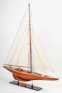 Handcrafted Endeavour Sailboat Model with Brass Nameplate: Handcrafted Endeavour Sailboat Model with Brass Nameplate This exquisite handcrafted Endeavour model sailboat is a stunning display piece that brings a touch of nautical elegance to any setting. Craft