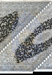 Handmade Persian Nain Rug 6.7 x 10 Feet Wool Silk Quality: Handmade Persian Nain Rug 6.7 x 10 Feet Wool Silk Quality This exquisite Persian Nain rug showcases a harmonious blend of wool and silk, meticulously crafted by hand. Measuring 6.7 x 10 feet, this qua