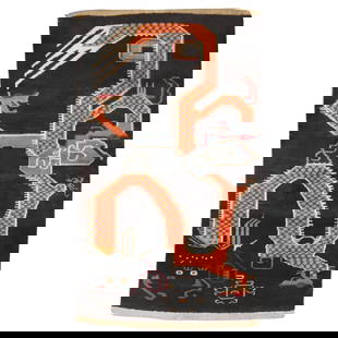 Vintage Tibetan Scatter Carpet Art Deco Hand-Woven Wool Dragon Design 38 x 63: Vintage Tibetan Scatter Carpet Art Deco Hand-Woven Wool Dragon Design 38 x 63 Discover this exquisite Vintage Tibetan Scatter Carpet, beautifully hand-woven from high-quality wool. This stunning Art D