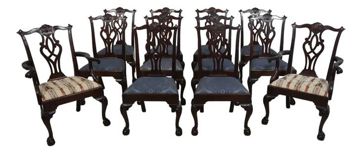 Set of 12 Stickley Chippendale Mahogany Dining Chairs: Set of 12 Stickley Chippendale Mahogany Dining Chairs This exquisite set of 12 Stickley Ball & Claw Mahogany Dining Room Chairs combines elegance with durability. Crafted approximately 25 years ago, e
