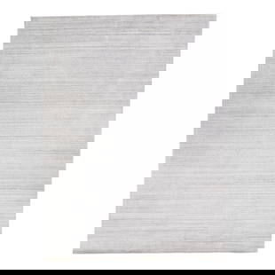 Handmade Gabbeh Style Wool Rug 9' x 10'9' Gray Field: Handmade Gabbeh Style Wool Rug 9' x 10'9' Gray Field This exquisite Gabbeh-style wool rug features a stunning light gray color field and a solid design, perfect for modern decor. It is hand-woven, sho