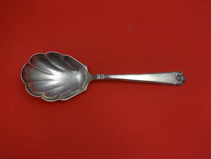 Watson George II Rex Hand Chased Sterling Silver Berry Spoon 9 Inch Shell Bowl: Watson George II Rex Hand Chased Sterling Silver Berry Spoon 9 Inch Shell Bowl This exquisite serving spoon features the elegant George II Rex Hand Chased pattern by Watson. Crafted from high-quality