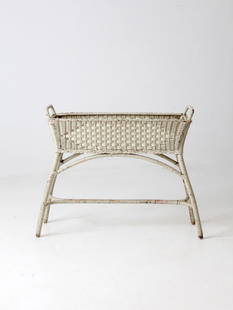 Vintage Antique Painted Wicker Planter Stand 40.5 x 12.5 x 31: Vintage Antique Painted Wicker Planter Stand 40.5 x 12.5 x 31 Enhance your home decor with this charming antique painted wicker planter. This elegant plant stand features a woven top with built-in led