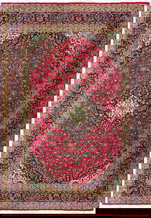 9.6 x 14 Persian Kashan Wool Rug Red Blue Classic Design: 9.6 x 14 Persian Kashan Wool Rug Red Blue Classic Design Enhance your living space with this exquisite 9.6 x 14 CLASSIC Persian Kashan Rug. Made from high-quality wool, this stunning carpet features a