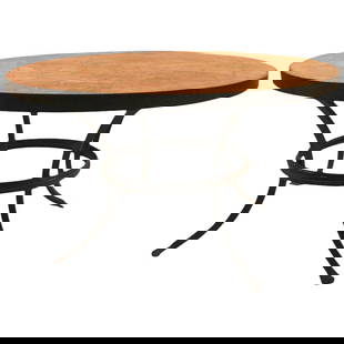 Arts and Crafts Wrought Iron Terrazzo Coffee Table 36 x 36 x 20.5: Arts and Crafts Wrought Iron Terrazzo Coffee Table 36 x 36 x 20.5 This elegant Arts and Crafts iron and stone coffee cocktail table features a sturdy wrought iron base that supports a stylish round te