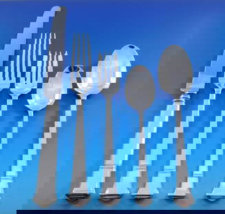 Tiffany & Co Windham Sterling Silver Flatware Set 43 pcs Art Deco Style: Tiffany & Co Windham Sterling Silver Flatware Set 43 pcs Art Deco Style Elevate your dining experience with this exquisite Windham Sterling Silver Flatware Service Set by Tiffany & Co., featuring 43 p