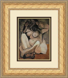 Pablo Picasso Seated Nude Custom Framed Offset Lithograph Art Print 18x16: Pablo Picasso Seated Nude Custom Framed Offset Lithograph Art Print 18x16 This stunning custom framed print features Pablo Picasso's renowned work, "Seated Nude." Measuring 16 in. wide by 18 in. high,