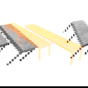 Vintage Parsons Style Wooden Bench Pair Sienna 99in: Vintage Parsons Style Wooden Bench Pair Sienna 99in Elevate your space with this stunning pair of vintage wooden benches, designed in the iconic Parsons style. Featuring a rustic assembly, these bench