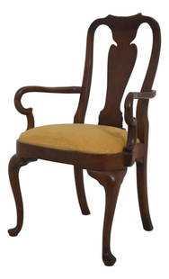 Queen Anne Style Mahogany Accent Chair 18th Century Design: Queen Anne Style Mahogany Accent Chair 18th Century Design This Queen Anne Style Mahogany Diminutive Armchair showcases exquisite craftsmanship with its high-quality construction. Featuring classic Qu
